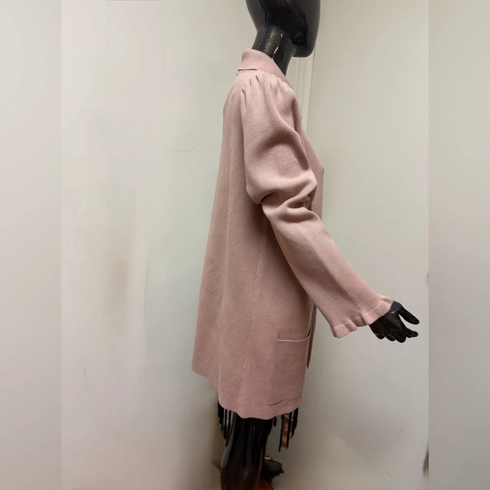 NWT Kate Spade Ruffle Sweater Knit Cardigan Blazer, Light Fawn XL Preppy
